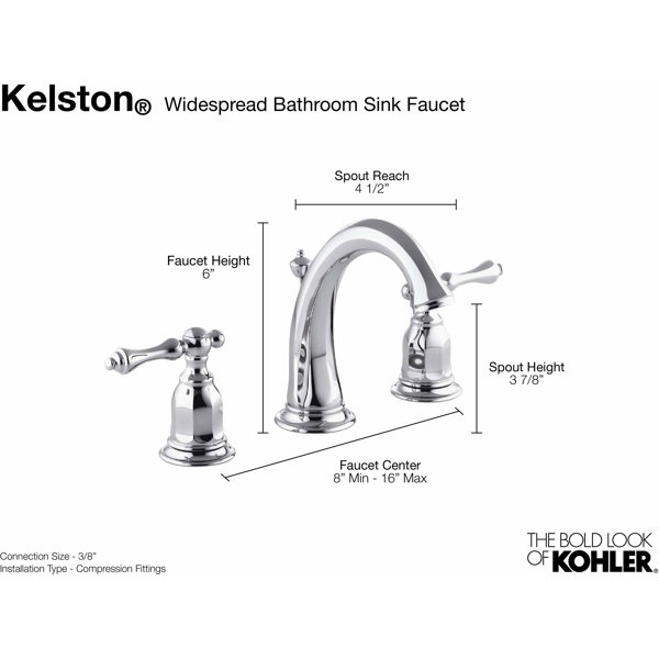 K134914CP,BN,2BZ Kohler Kelston® Widespread Bathroom Faucet with Pop